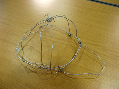A wire sculpture of a cap!